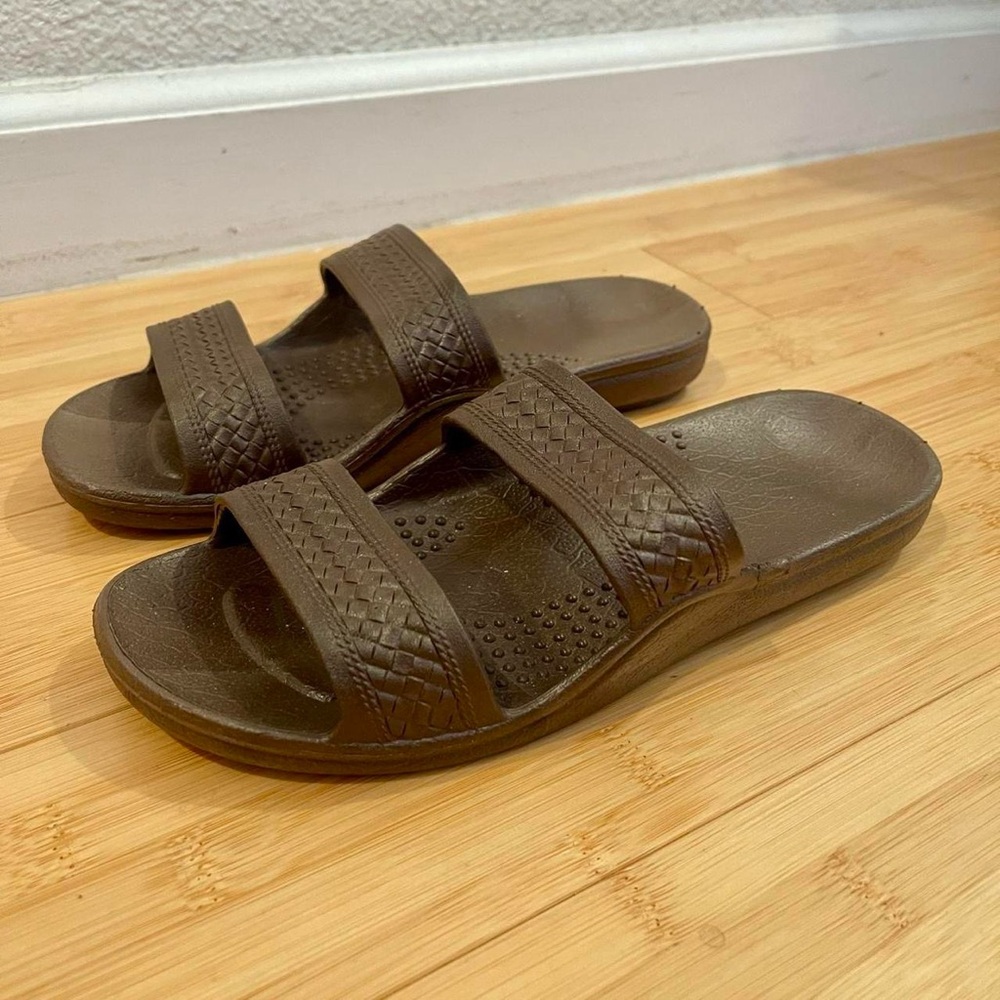 Surfware Hawaiian Classics Brown Rubber Slip On Sandals Shoes Women’s Size 6